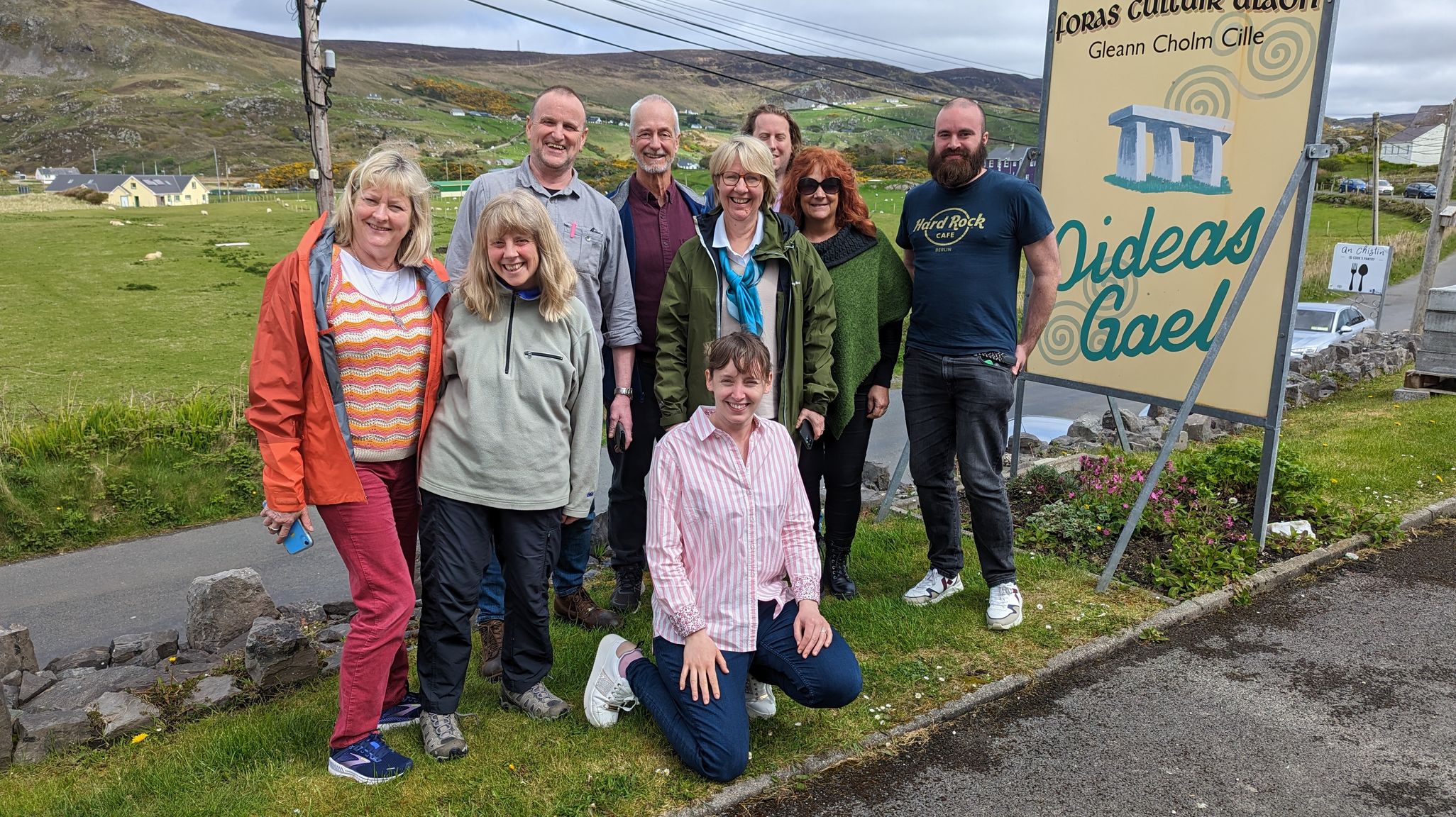 An Irish language class group attending a course in Gleann Cholm CIlle